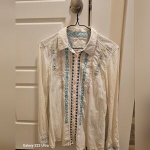 Johnny Was 3 J Workshop Embroidered Shirt Sz Small